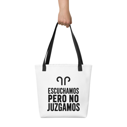 Bolsa de tela Escuchamos pero no Juzgamos Minimalista