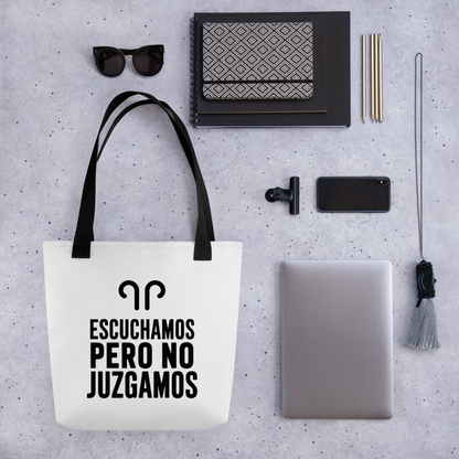 Bolsa de tela Escuchamos pero no Juzgamos Minimalista